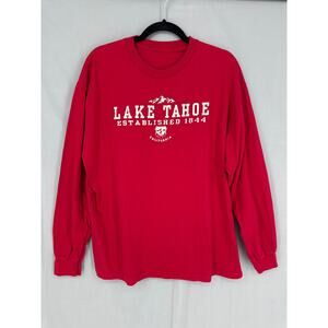 Vintage Lake Tahoe Shirt Mens Large Red California Travel Outdoors Gorpcore